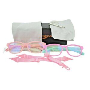 Aieyezo Girls Pink Glasses with Blue Light Blocking Lenses and Accessories